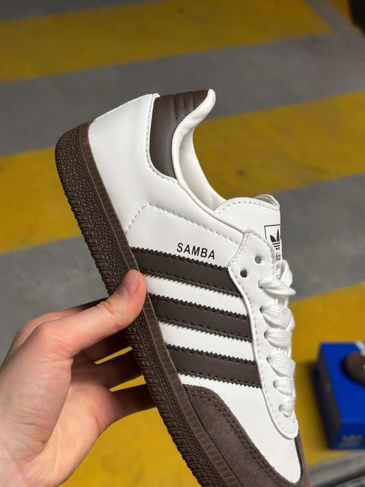 Кросівки Adidas Samba White/Brown premium
