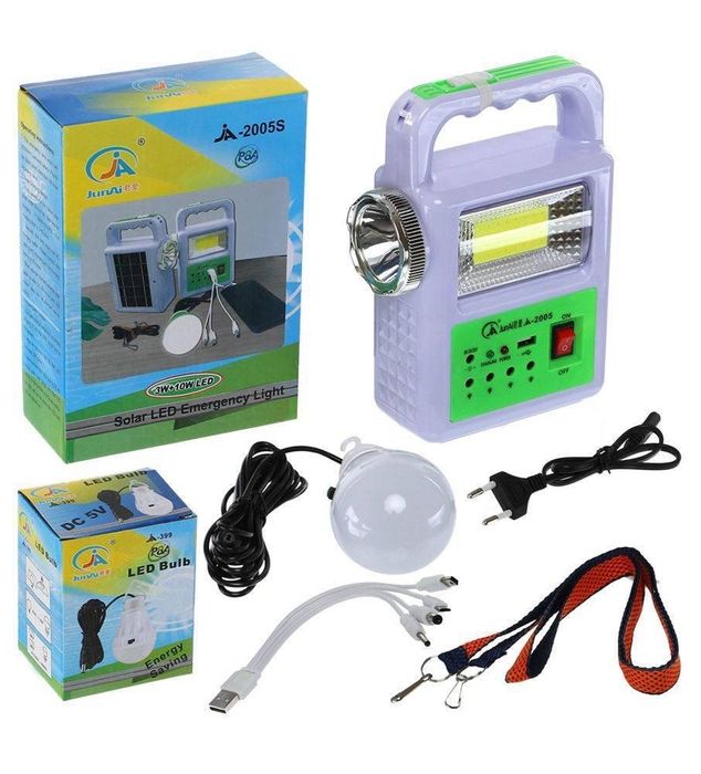 Ліхтарь з акомулятором та сонячною панелью фонарік для дома світильник