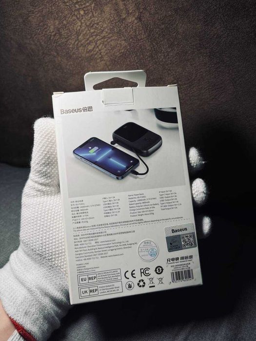 Power Bank Baseus Qpow 10000mAh 15W з вбудованим Lightning кабелем