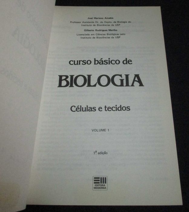 Livro Curso Básico de Biologia Amabis e Martho 3 Volumes
