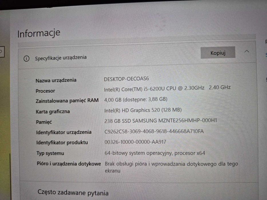 Laptop HP Envy 13' 4GB 238SSD i5-6200U Win10 Home