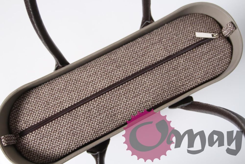 Brązowy organizer do OBAG STANDARD +OPASKA plecionka beż OMAY