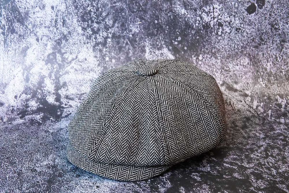 KASZKIET wełniany jodełka tweed czapka bakerboy PEAKY BLINDERS