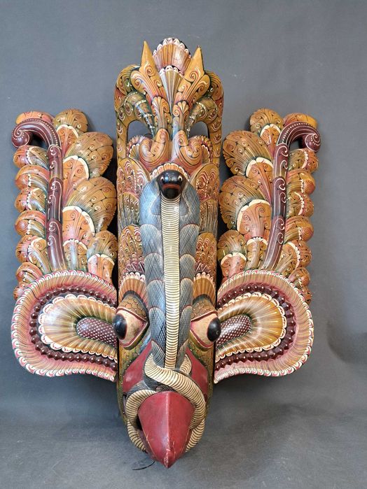Duża maska drewniana, Raksha wys. 67 cm