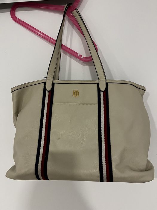 torebka torba shopper bag tommy hilfiger beżowa