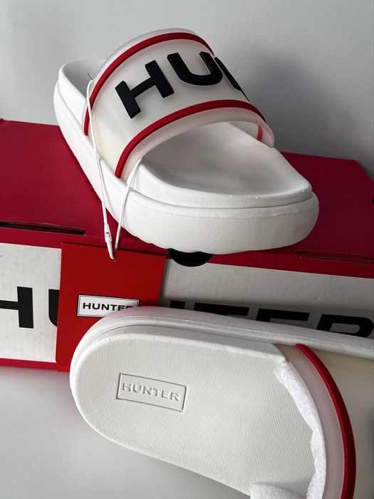 Klapki Hunter rozmiar 38 - białe, nowe z metka wkładka 25cm