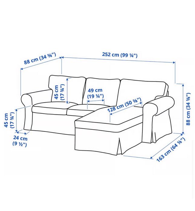 Sofa 3 lugares EKTORP IKEA com chaise longue cor bege