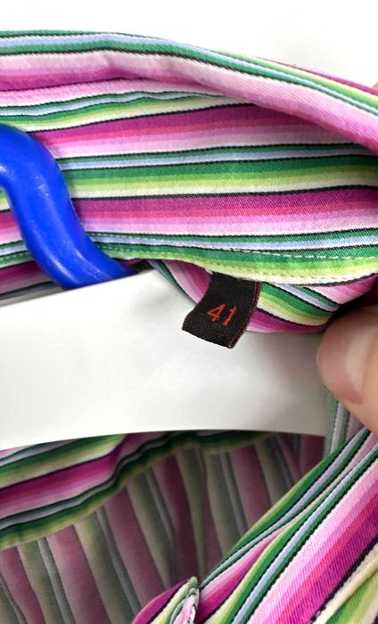 Koszula męska ETRO MILANO Italy Paski kolorowa r. 41 (L)