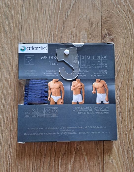 Stringi męskie Atlantic, rozmiar XL, niebieskie