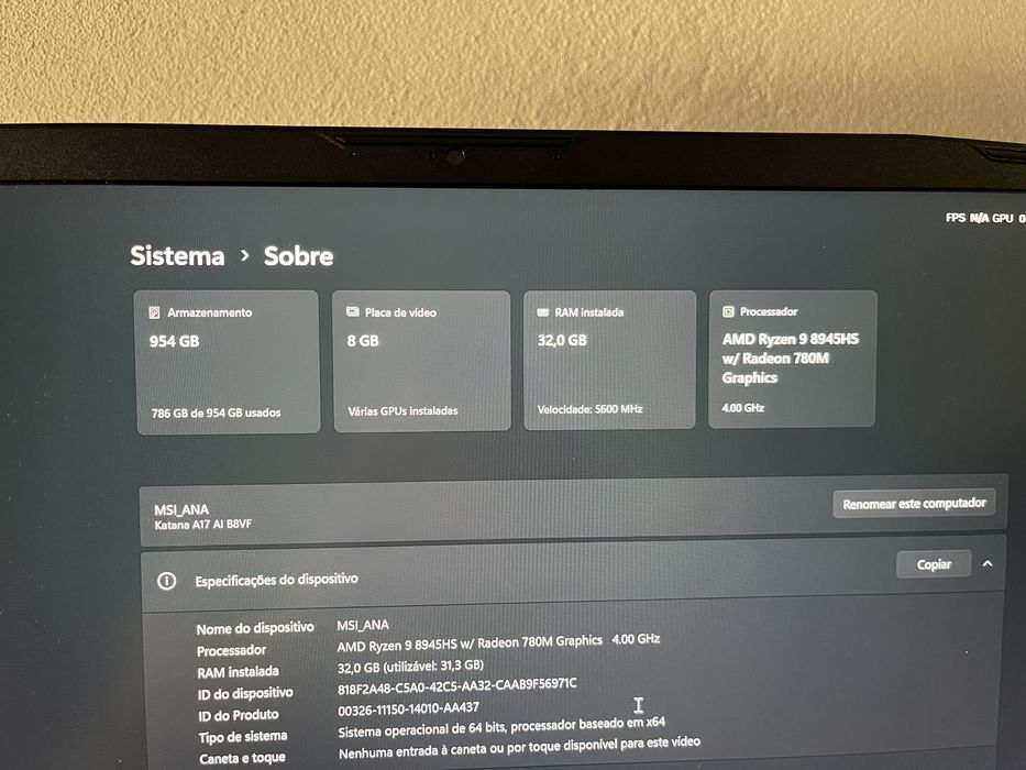 PC MSI KATANA A17+ base de refrigeração