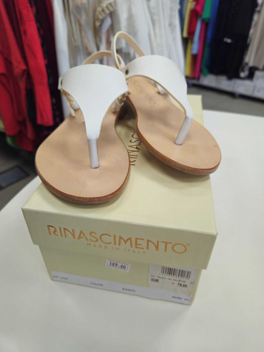 Sandały białe Rinascimento r. 38 Italy, skóra outlet !!!