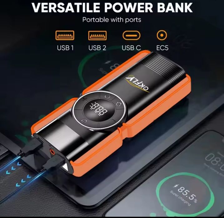 4 em 1 -  Booster - Compressor de Ar - Powerbank-Lânterna