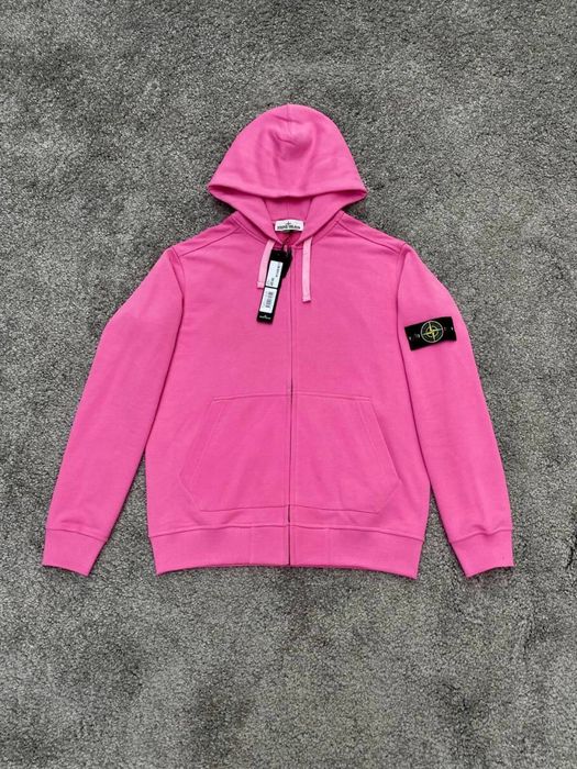 Мужская розовая зип худи зипка стон айленд stone island