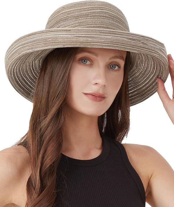 Kapelusz przeciwsłoneczny damski - UPF50+ składany - 62cm beż