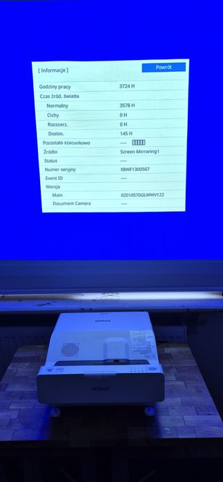 Epson EB-725W – projektor laserowy krótkoogniskowy. Bardzo dobry stan