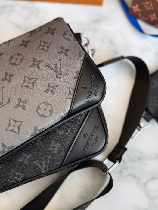 Сумка мужская серая Louis Vuitton trio чоловіча луі вітон сіра