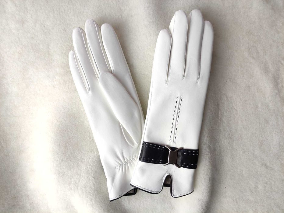 Рукавички жіночі шкіряні Імідж-Галант на кашемірі 407 білий