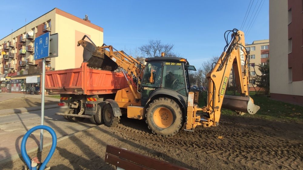 Usługi koparką - wykopy. Transport piach ziemia gruz