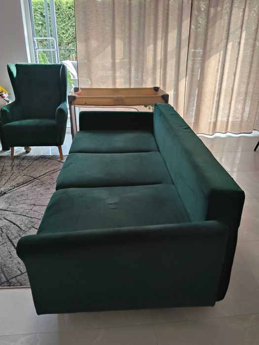 Sofa 3-osobowa zieleń butelkowa