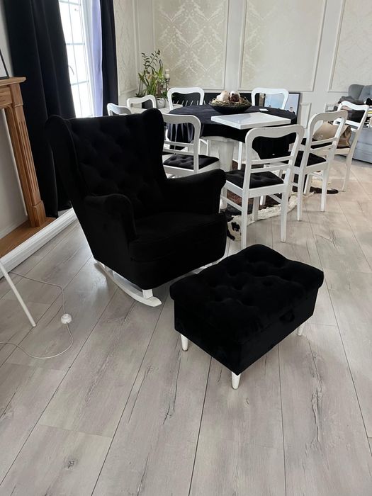 Fotel uszak bujany z podnóżkiem