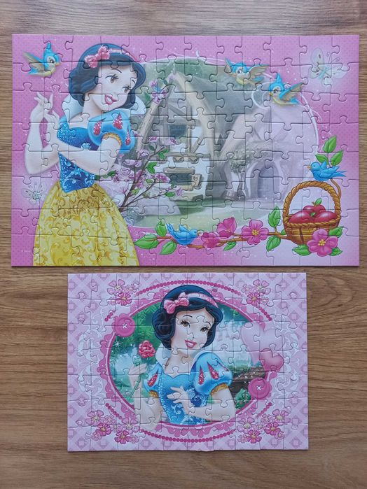 Puzzle Trefl Królewna Śnieżka 2w1 100el i 70el + Księżniczki 160el