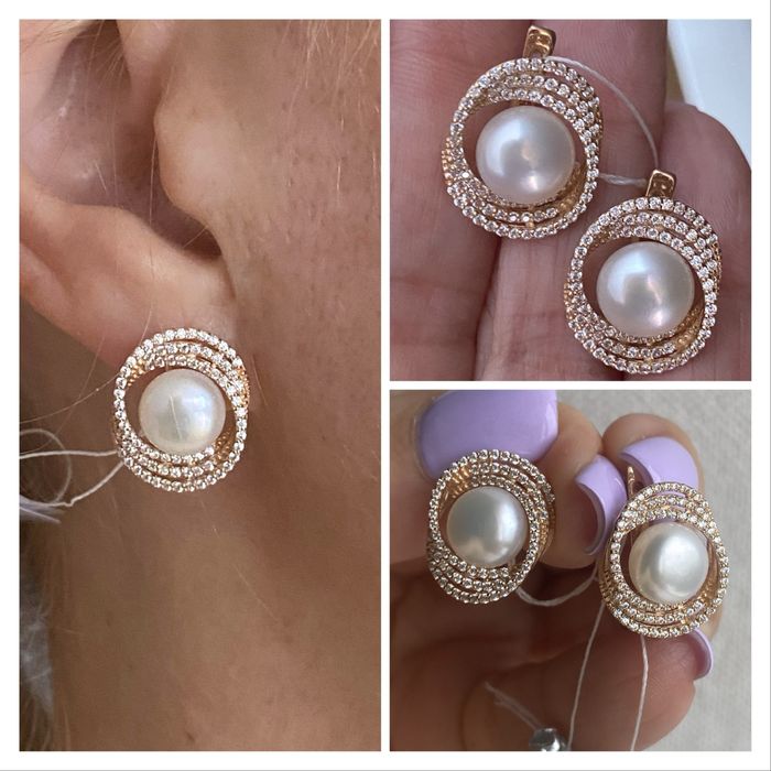 Сережки перли золото 585