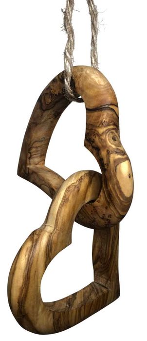 Prezent Na Walentynki Połączone Miłosne Serca Drewno Oliwne PREMIUM