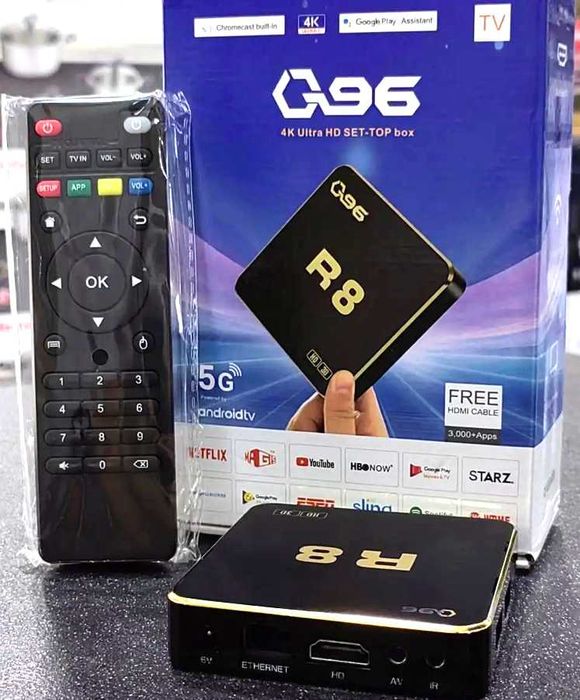 Смарт приставка для телевизора Q96 R8 8\64GB WiFi Android 4K пульт