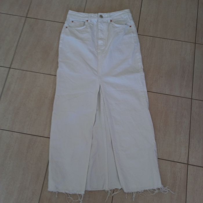Biała- długa spódnica- jeans-36-s