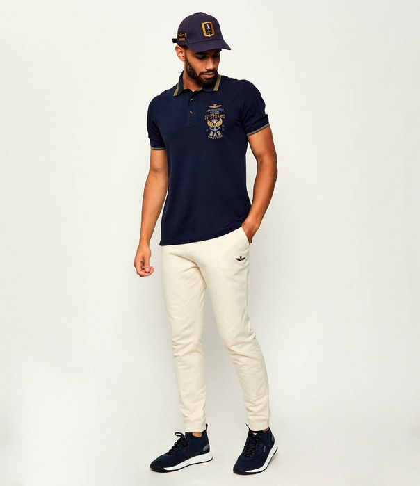 Aeronautica Militare spodnie 252PF1008UF00662 beżowe / ecru – Regular 3XL