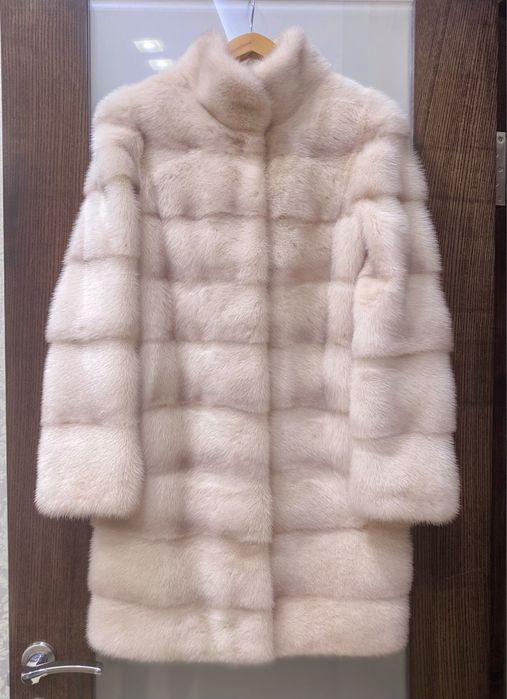 Норкова шуба-трансформер 2 в 1. Колір ПУДРА