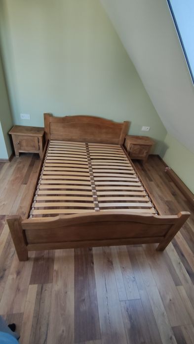 Łóżko ludwikowskie DĄB 140/200 wzmocnione  Super STAN