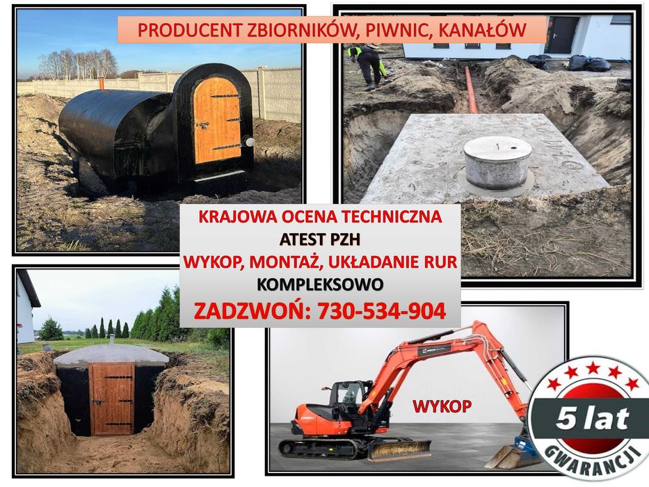 Szambo betonowe Zbiornik Gnojowica Deszczówka Piwnica Bunkier Kanał