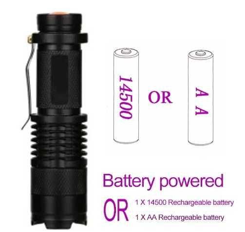 Lanterna Led (UV/ luz negra, longo alcance, usb/ pilhas, trabalho)
