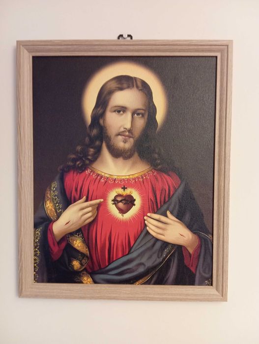 Obraz Najświętsze Serce Jezusa 55x45 Nowa Reprodukcja