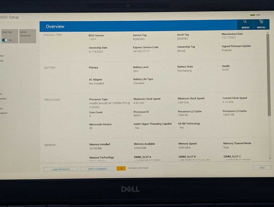 Ноутбук Dell Precision 7560 FHD 512/16GB Xeon W-11855M Nvidia RTX A4000 8GB