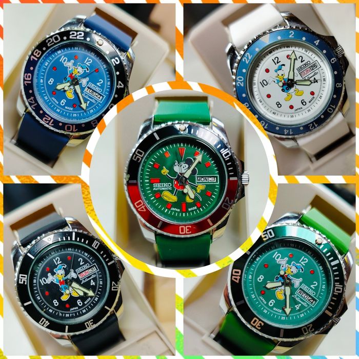 5 x zegarek Seiko Donald Duck Mickey Mouse Myszka Miki Kaczor automat