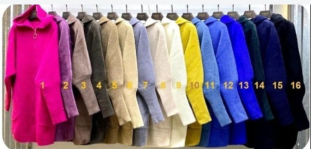 Płaszcz alpaka kaptur suwak czekolada czarny róż niebieski musztarda