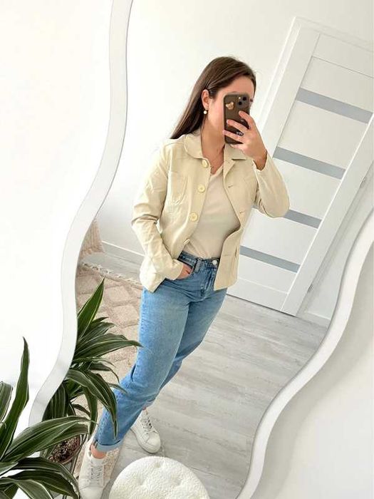 Kurtka wiatrówka marynarka vintage beżowa