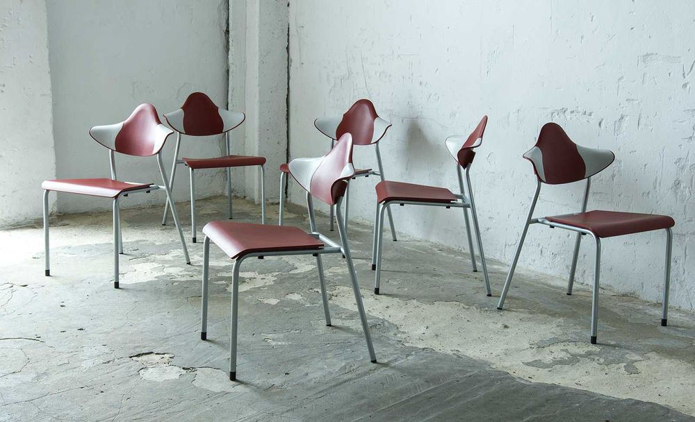 Krzesła drabert vintage design ratro czerwone metalowe białe