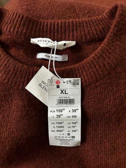 Nowy ceglany sweter damski z wełną na zimę oversize Reserved 42 XL