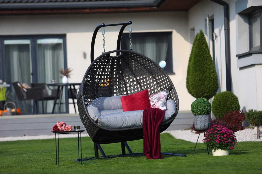 Fotel wiszący dwuosobowy bujany kokon łóżko POŁOWĘ TANIEJ bez poduszki