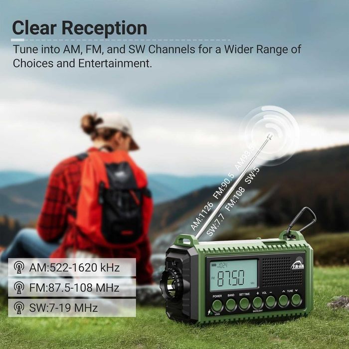 Radio Korbowe Turystyczne Z Powerbankiem 12000mAh,