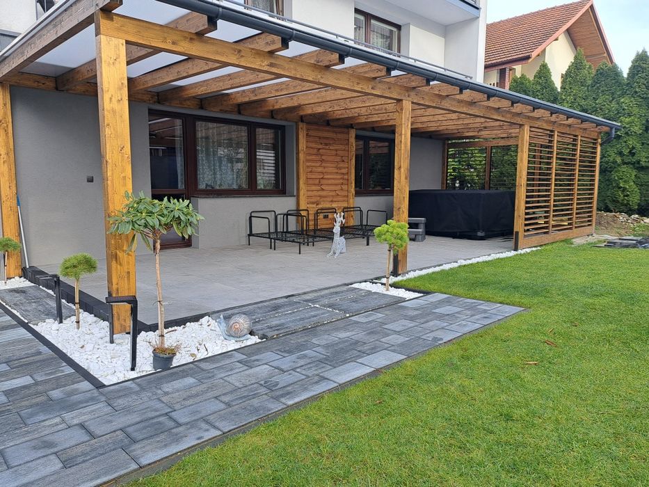 Zadaszenia tarasów pergole wiaty pergola zabudowy tarasów