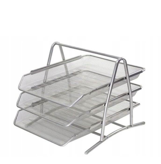 Ikea srebrny organizer biurowy, stal