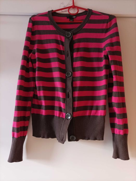 Sweter szaro-różowy H&M rozm S