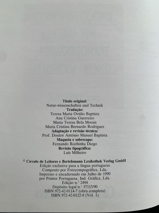 Ciência e Técnica – Volumes I e II Lexicoteca, Círculo de Leitores 1990