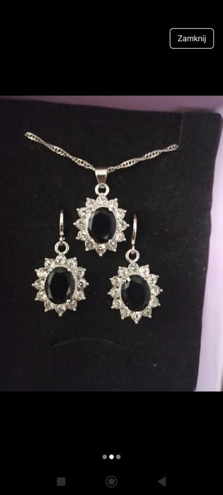 Nowy komplet zestaw biżuterii wiszące kolczyki łańcuszek zawieszka 925