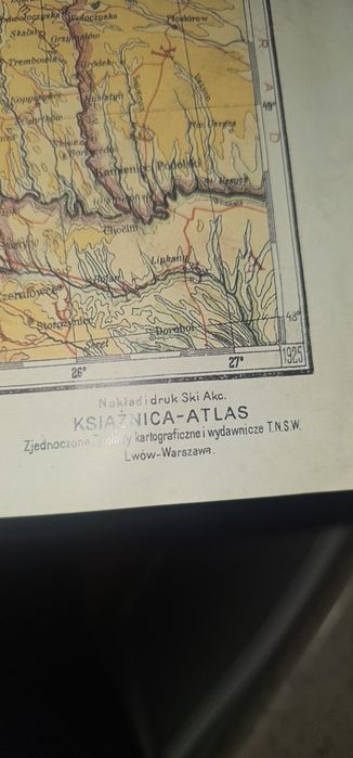 Mapa fizyczna Vintage polski okres około wojenny