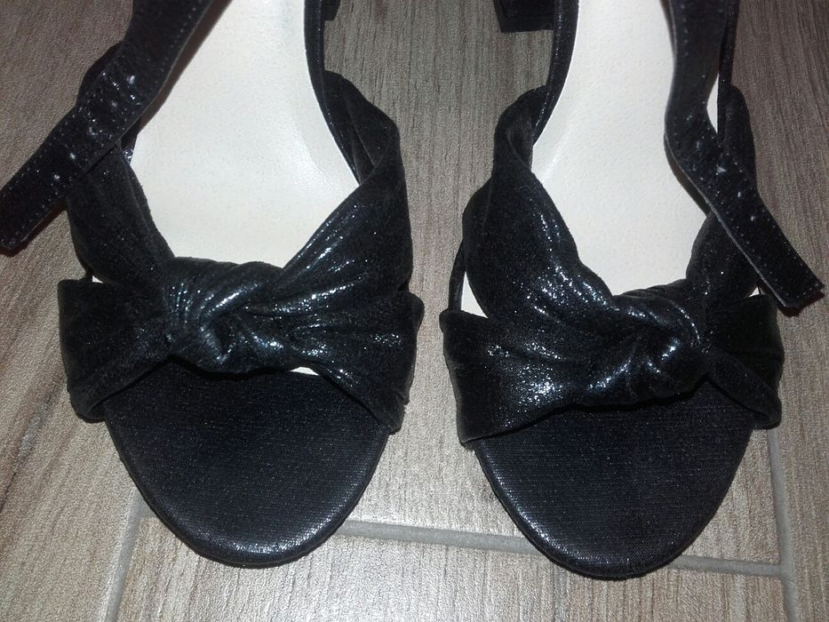 Buty sandaly CCC 37 czarne obcas sylwester wesele lato